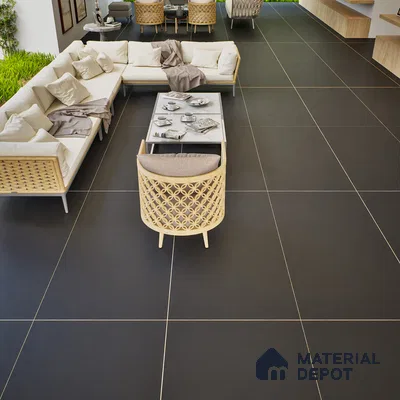 Stone Floor & Wall Tile | TL 00776 Charcoal Black 4 ft x 2 ft Matte Finish Full Body Vitrified Tile - 9 mm | Suitable For Living Room, Bedroom, Bathroom