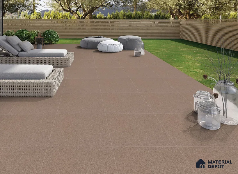 Stone Look Floor Nut Brown Matte Finish Vitrified Tile | TL 00781 2 ft x 2 ft - 9 mm | Suitable For Bathroom, Terrace & Balcony