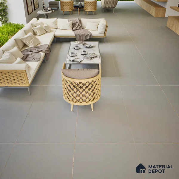 Stone Floor & Wall Tile | TL 00782 Slate Grey 4 ft x 2 ft Matte Finish Full Body Vitrified Tile - 9 mm | Suitable For Living Room, Bedroom, Bathroom