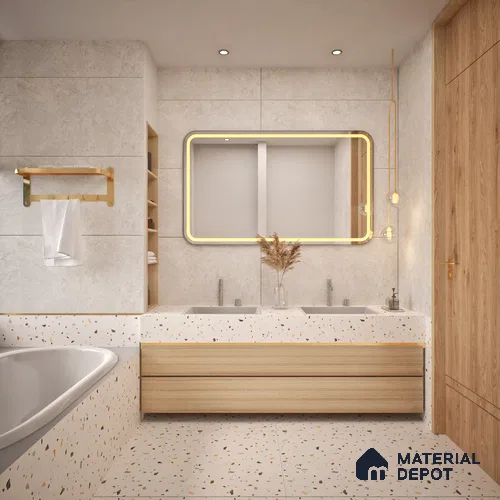 Cement Look Wall & Floor Matte Finish Cream Vitrified Tile | TL 00795 4 ft x 2 ft - 9 mm | Suitable For Living Room, Hall & Study