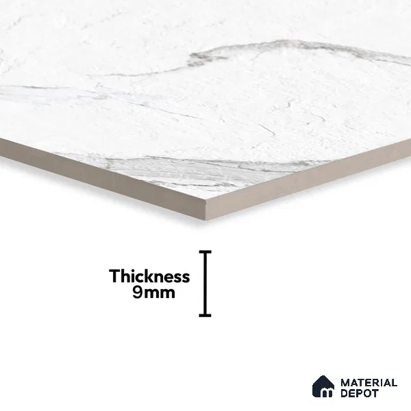 Marble Statuario Wall & Floor Tile TL 00797 Off-White 4 ft x 2 ft Matte Finish Vitrified Tile - 9 mm | Suitable For Living Room, Bedroom, Kitchen