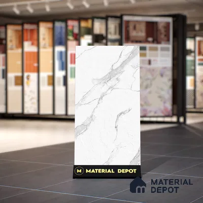 Marble Statuario Wall & Floor Tile TL 00797 Off-White 4 ft x 2 ft Matte Finish Vitrified Tile - 9 mm | Suitable For Living Room, Bedroom, Kitchen