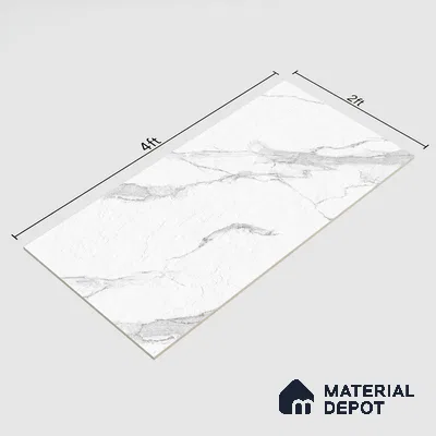 Marble Statuario Wall & Floor Tile TL 00797 Off-White 4 ft x 2 ft Matte Finish Vitrified Tile - 9 mm | Suitable For Living Room, Bedroom, Kitchen