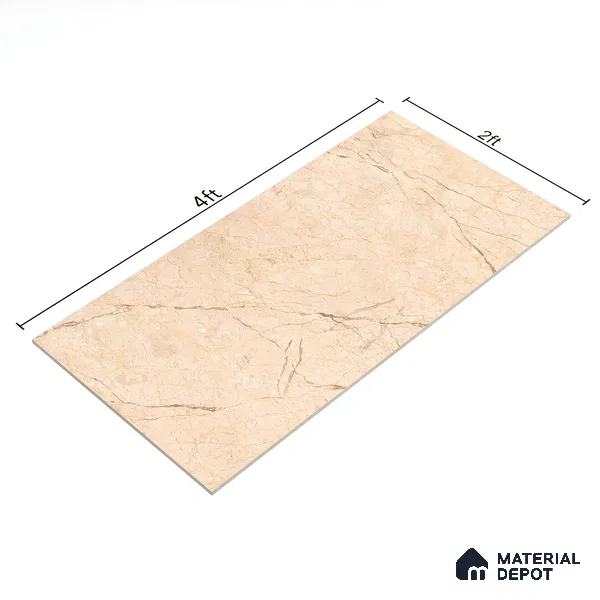 Marble Crema Marfil Wall & Floor Tile TL 00800 Warm Beige 4 ft x 2 ft Matte Finish Vitrified Tile - 9 mm | Suitable For Living Room, Bedroom, Kitchen