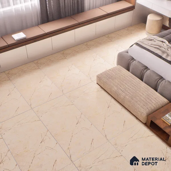 Marble Crema Marfil Wall & Floor Tile TL 00800 Warm Beige 4 ft x 2 ft Matte Finish Vitrified Tile - 9 mm | Suitable For Living Room, Bedroom, Kitchen