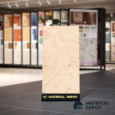Marble Crema Marfil Wall & Floor Tile TL 00800 Warm Beige 4 ft x 2 ft Matte Finish Vitrified Tile - 9 mm | Suitable For Living Room, Bedroom, Kitchen