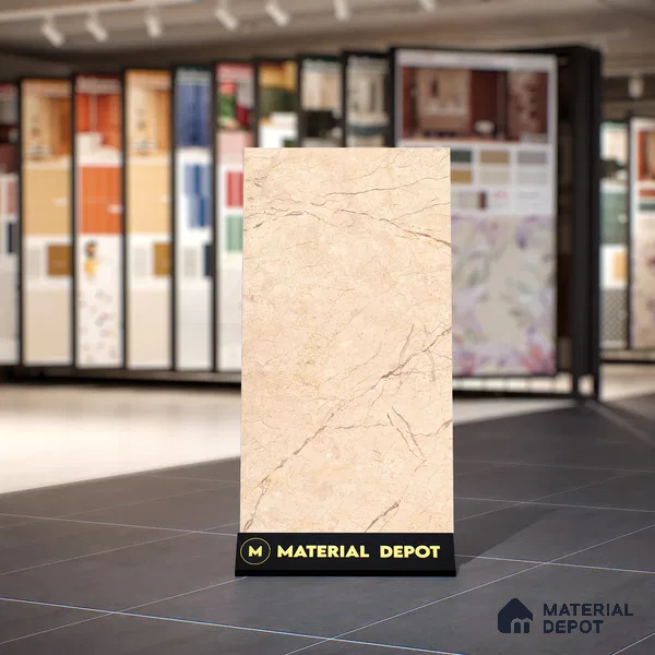 Marble Crema Marfil Wall & Floor Tile TL 00800 Warm Beige 4 ft x 2 ft Matte Finish Vitrified Tile - 9 mm | Suitable For Living Room, Bedroom, Kitchen
