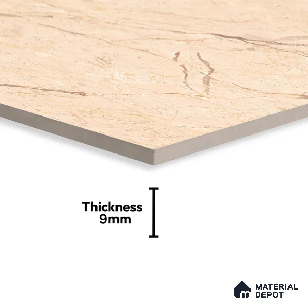 Marble Crema Marfil Wall & Floor Tile TL 00800 Warm Beige 4 ft x 2 ft Matte Finish Vitrified Tile - 9 mm | Suitable For Living Room, Bedroom, Kitchen