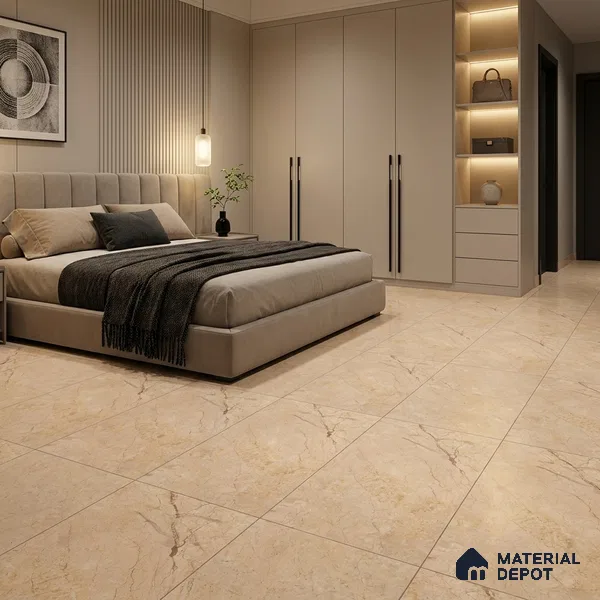 Marble Crema Marfil Wall & Floor Tile TL 00800 Warm Beige 4 ft x 2 ft Matte Finish Vitrified Tile - 9 mm | Suitable For Living Room, Bedroom, Kitchen