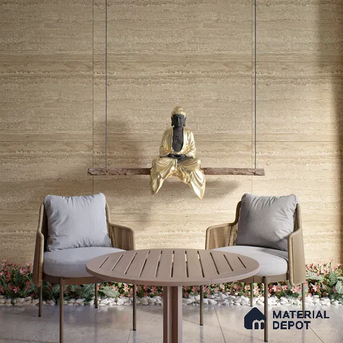 Stone Floor & Wall Tile | TL 00805 Neo Travertino Beige 4 ft x 2 ft Matte Finish Vitrified Tile | Suitable For Living Room, Bedroom, Bathroom