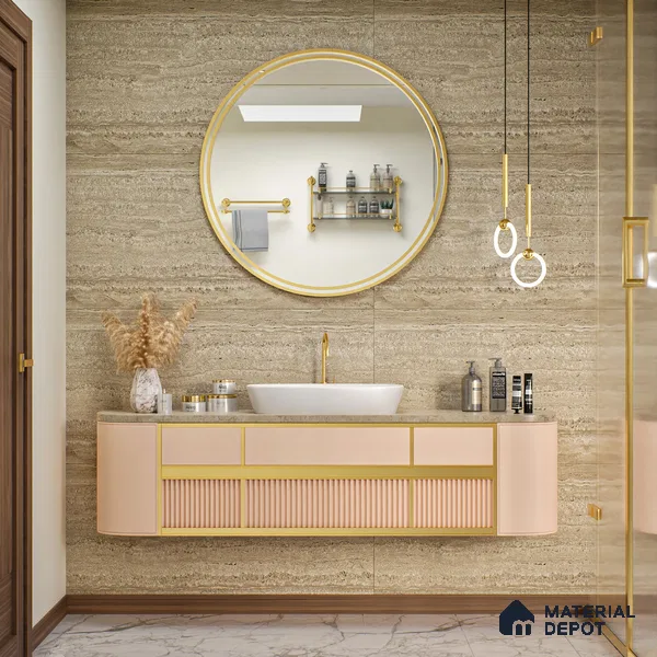 Stone Floor & Wall Tile | TL 00805 Neo Travertino Beige 4 ft x 2 ft Matte Finish Vitrified Tile | Suitable For Living Room, Bedroom, Bathroom