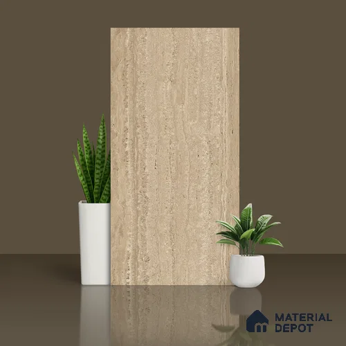 Stone Floor & Wall Tile | TL 00805 Neo Travertino Beige 4 ft x 2 ft Matte Finish Vitrified Tile | Suitable For Living Room, Bedroom, Bathroom
