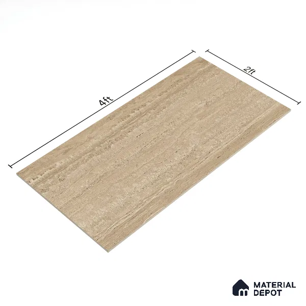 Stone Floor & Wall Tile | TL 00805 Neo Travertino Beige 4 ft x 2 ft Matte Finish Vitrified Tile | Suitable For Living Room, Bedroom, Bathroom