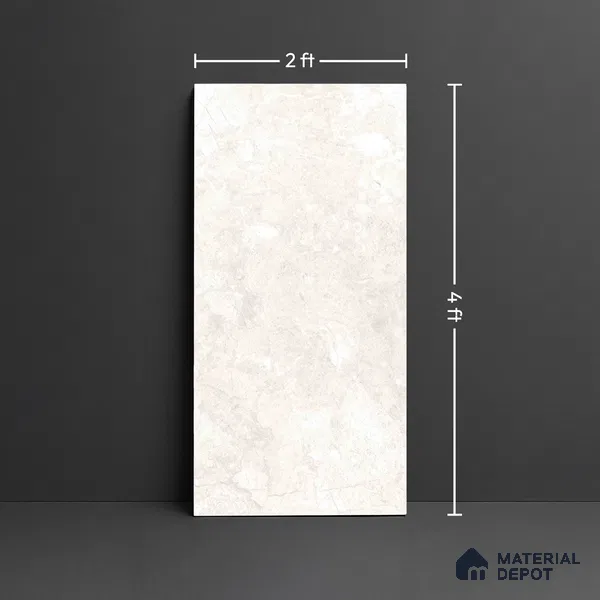 Marble Tundra Grey Wall & Floor Tile TL 00818 Light Grey 4 ft x 2 ft Matte Finish Vitrified Tile - 9 mm | Random Designs | Suitable For Living Room, Bedroom, Kitchen