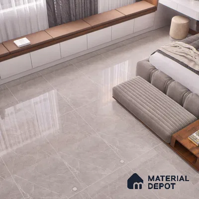 Marble Tundra Grey Wall & Floor Tile TL 00821 Stone Grey 4 ft x 2 ft Glossy Finish Vitrified Tile - 9 mm | Suitable For Living Room, Bedroom, Dining