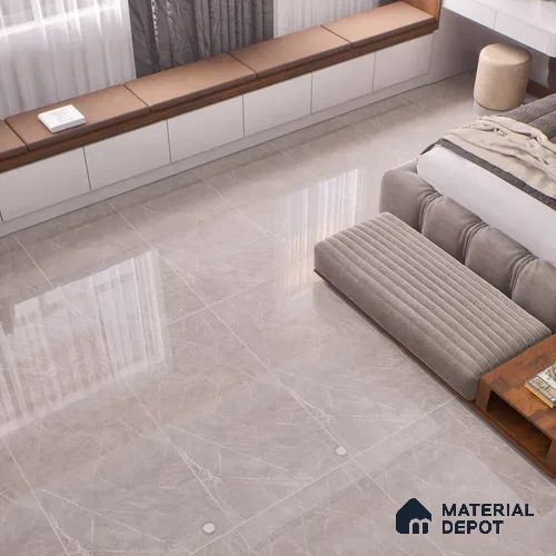Marble Tundra Grey Wall & Floor Tile TL 00821 Stone Grey 4 ft x 2 ft Glossy Finish Vitrified Tile - 9 mm | Suitable For Living Room, Bedroom, Dining