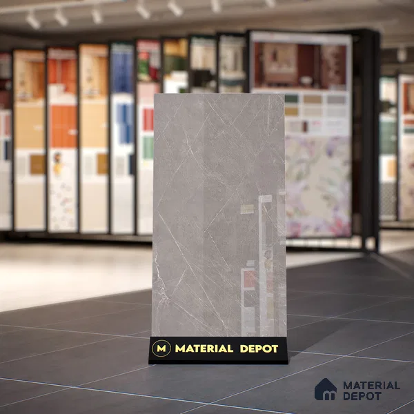 Marble Tundra Grey Wall & Floor Tile TL 00821 Stone Grey 4 ft x 2 ft Glossy Finish Vitrified Tile - 9 mm | Suitable For Living Room, Bedroom, Dining