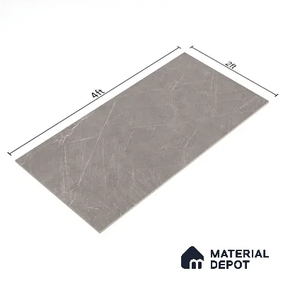 Marble Tundra Grey Wall & Floor Tile TL 00821 Stone Grey 4 ft x 2 ft Glossy Finish Vitrified Tile - 9 mm | Suitable For Living Room, Bedroom, Dining