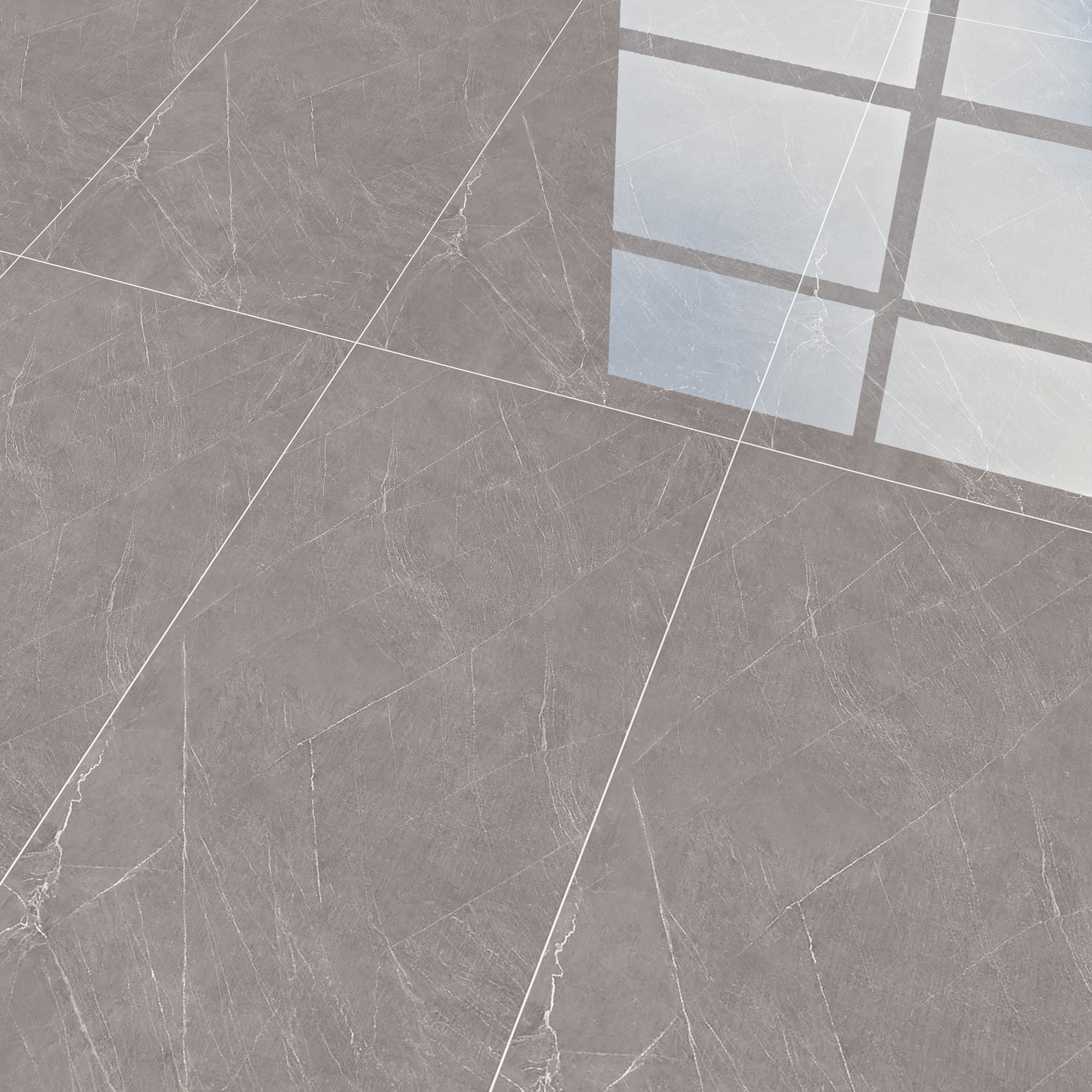 Marble Tundra Grey Wall & Floor Tile TL 00821 Stone Grey 4 ft x 2 ft Glossy Finish Vitrified Tile - 9 mm | Suitable For Living Room, Bedroom, Dining