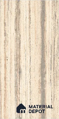 Marble Travertine Wall & Floor Tile TL 00825 Wheat Beige 4 ft x 2 ft Glossy Finish Vitrified Tile - 9 mm | Random Designs | Suitable for Living Room, Dining, Feature / Accent Walls