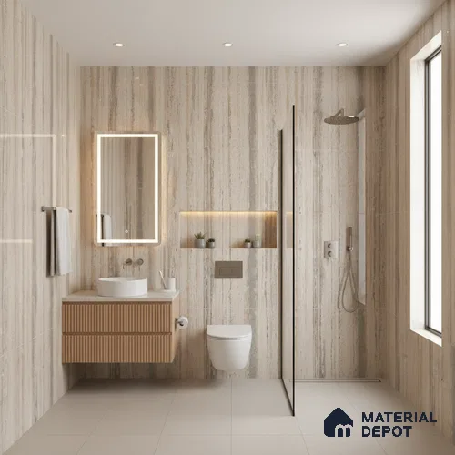 TL 00825 Travertino Classic 1200x600 mm Random Face Glossy Finish Vitrified Wall & Floor Tile - 9 mm