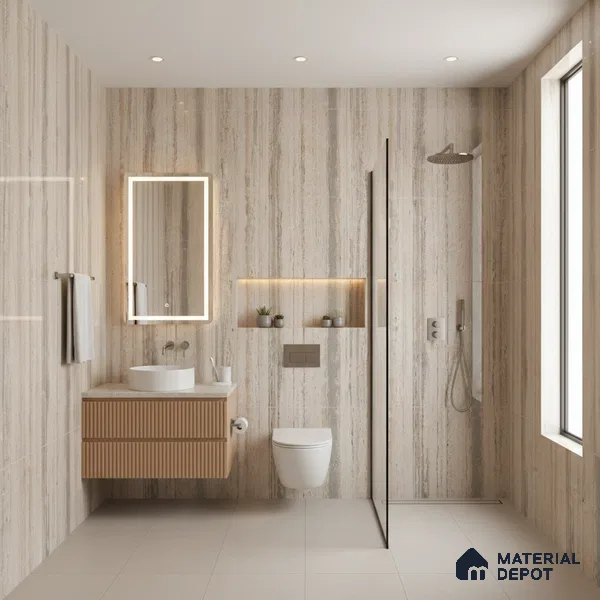 TL 00825 Travertino Classic 1200x600 mm Random Face Glossy Finish Vitrified Wall & Floor Tile - 9 mm (Sample)