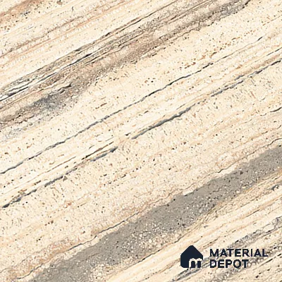 Marble Travertine Wall & Floor Tile TL 00825 Wheat Beige 4 ft x 2 ft Glossy Finish Vitrified Tile - 9 mm | Random Designs | Suitable for Living Room, Dining, Feature / Accent Walls