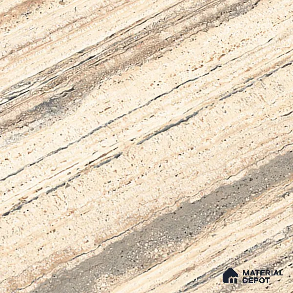 Marble Travertine Wall & Floor Tile TL 00825 Wheat Beige 4 ft x 2 ft Glossy Finish Vitrified Tile - 9 mm | Random Designs | Suitable for Living Room, Dining, Feature / Accent Walls
