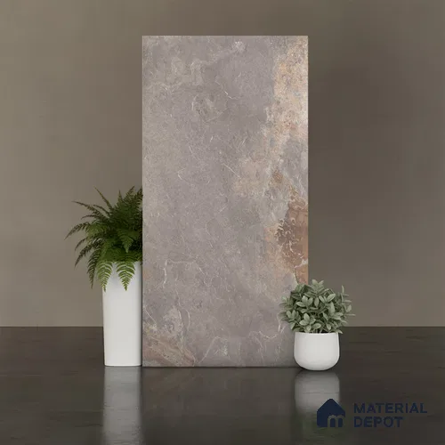 Stone Wall & Floor Tile TL 00832 B Grey 4 ft x 2 ft Matte Finish Vitrified Tile - 9 mm | Random Designs | Suitable for Living Room, Dining, Feature / Accent Walls