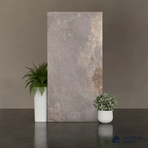 Stone Wall & Floor Tile TL 00832 B Grey 4 ft x 2 ft Matte Finish Vitrified Tile - 9 mm | Random Designs | Suitable for Living Room, Dining, Feature / Accent Walls