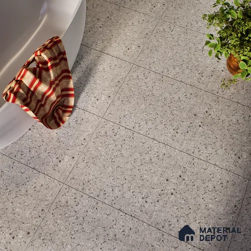 Terrazzo Floor & Wall Tile | TL 00848 Devon Gris | 4 ft x 2 ft Random Face Matte Finish Tile - 9 mm | Suitable For Living Room, Bedroom, Bathroom | Random Designs