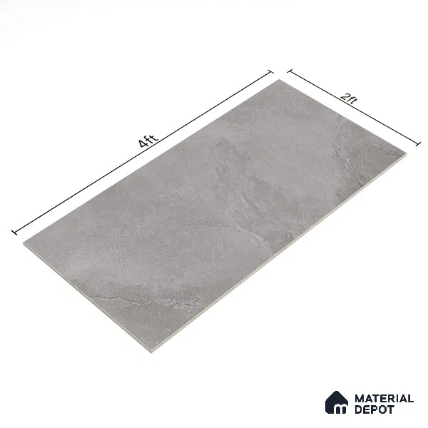 Cement Look Wall & Floor Matte Finish Grey Vitrified Tile | TL 00853 4 ft x 2 ft - 9 mm | Suitable For Living Room, Hall & Study