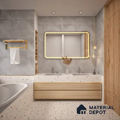Cement Look Wall & Floor Matte Finish Grey Vitrified Tile | TL 00853 4 ft x 2 ft - 9 mm | Suitable For Living Room, Hall & Study