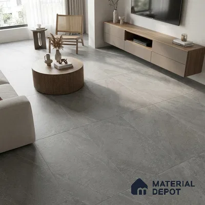Cement Look Wall & Floor Matte Finish Grey Vitrified Tile | TL 00853 4 ft x 2 ft - 9 mm | Suitable For Living Room, Hall & Study