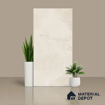 Cement Look Wall & Floor Matte Finish Almond Cream Vitrified Tile | TL 00855 4 ft x 2 ft - 9 mm | Suitable For Living Room, Hall & Study