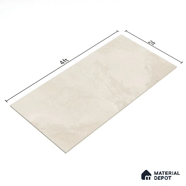Cement Look Wall & Floor Matte Finish Almond Cream Vitrified Tile | TL 00855 4 ft x 2 ft - 9 mm | Suitable For Living Room, Hall & Study
