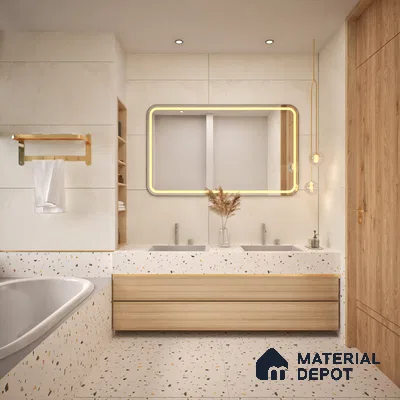 Cement Look Wall & Floor Matte Finish Almond Cream Vitrified Tile | TL 00855 4 ft x 2 ft - 9 mm | Suitable For Living Room, Hall & Study