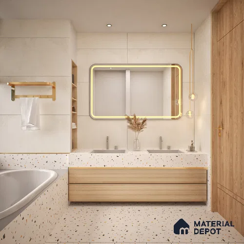 Cement Look Wall & Floor Matte Finish Almond Cream Vitrified Tile | TL 00855 4 ft x 2 ft - 9 mm | Suitable For Living Room, Hall & Study