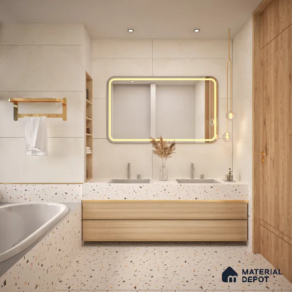 Cement Look Wall & Floor Matte Finish Almond Cream Vitrified Tile | TL 00855 4 ft x 2 ft - 9 mm | Suitable For Living Room, Hall & Study