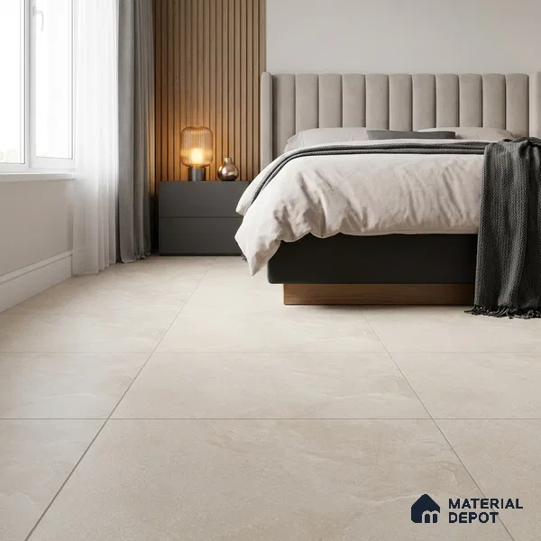 Cement Look Wall & Floor Matte Finish Almond Cream Vitrified Tile | TL 00855 4 ft x 2 ft - 9 mm | Suitable For Living Room, Hall & Study