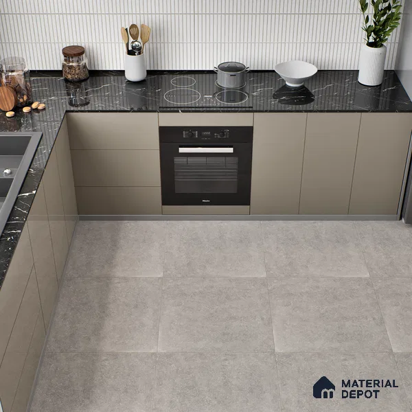 Stone Floor Tile TL 00863 Rock Grey 2 ft x 2 ft Matte Finish Vitrified Tile - 9 mm  | Suitable For Bathroom, Terrace & Balcony