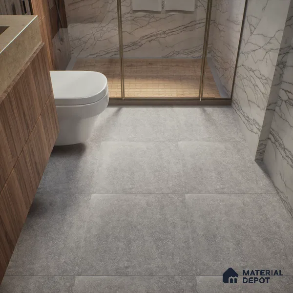 Stone Floor Tile TL 00863 Rock Grey 2 ft x 2 ft Matte Finish Vitrified Tile - 9 mm  | Suitable For Bathroom, Terrace & Balcony