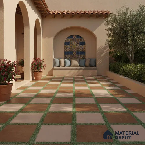Parking Floor Tile TL 00871 C Brown & Beige | 16 x 16 inch | Anti Skid Matte Finish Heavy Duty Vitrified Tile - 12 mm | Suitable For Outdoor, Terrace, Balcony | Pattern Alignment May Vary | 2-3 mm Spacer is Mandatory