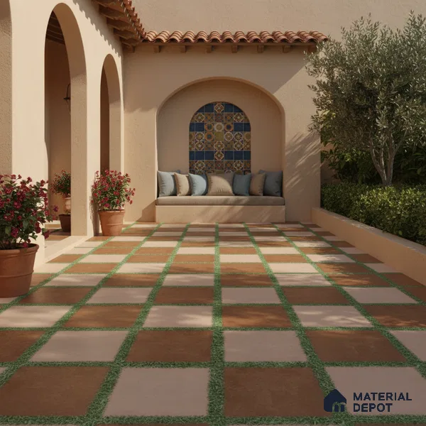 Parking Floor Tile TL 00871 C Brown & Beige | 16 x 16 inch | Anti Skid Matte Finish Heavy Duty Vitrified Tile - 12 mm | Suitable For Outdoor, Terrace, Balcony | Pattern Alignment May Vary | 2-3 mm Spacer is Mandatory