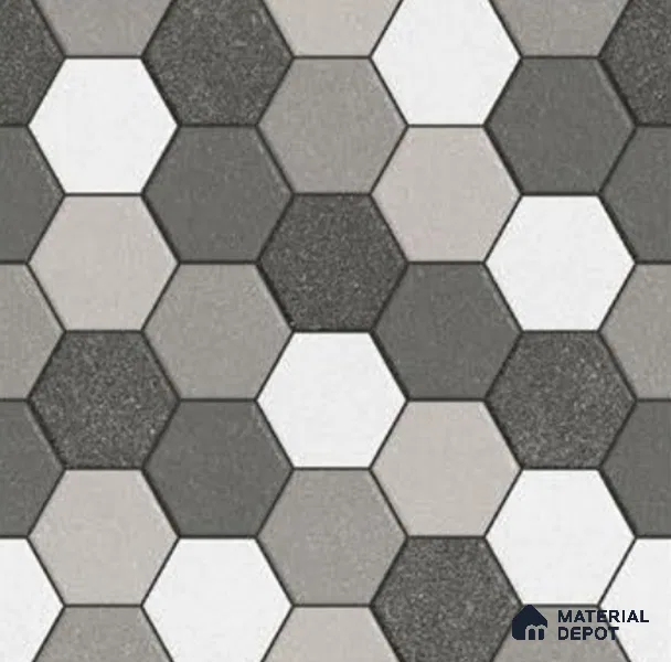 Parking Floor Tile TL 00872 B Black & Grey | 16 x 16 inch | Anti Skid Matte Finish Heavy Duty Vitrified Tile - 12 mm | Suitable For Outdoor, Terrace, Balcony | Pattern Alignment May Vary | 2-3 mm Spacer is Mandatory