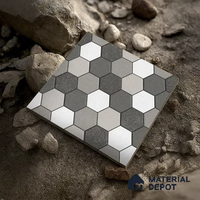 Parking Floor Tile TL 00872 B Black & Grey | 16 x 16 inch | Anti Skid Matte Finish Heavy Duty Vitrified Tile - 12 mm | Suitable For Outdoor, Terrace, Balcony | Pattern Alignment May Vary | 2-3 mm Spacer is Mandatory