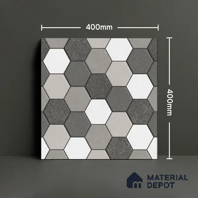 Parking Floor Tile TL 00872 B Black & Grey | 16 x 16 inch | Anti Skid Matte Finish Heavy Duty Vitrified Tile - 12 mm | Suitable For Outdoor, Terrace, Balcony | Pattern Alignment May Vary | 2-3 mm Spacer is Mandatory
