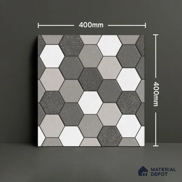 Parking Floor Tile TL 00872 B Black & Grey | 16 x 16 inch | Anti Skid Matte Finish Heavy Duty Vitrified Tile - 12 mm | Suitable For Outdoor, Terrace, Balcony | Pattern Alignment May Vary | 2-3 mm Spacer is Mandatory