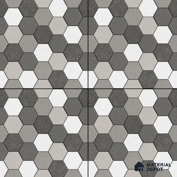 Parking Floor Tile TL 00872 B Black & Grey | 16 x 16 inch | Anti Skid Matte Finish Heavy Duty Vitrified Tile - 12 mm | Suitable For Outdoor, Terrace, Balcony | Pattern Alignment May Vary | 2-3 mm Spacer is Mandatory