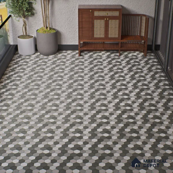 Parking Floor Tile TL 00872 B Black & Grey | 16 x 16 inch | Anti Skid Matte Finish Heavy Duty Vitrified Tile - 12 mm | Suitable For Outdoor, Terrace, Balcony | Pattern Alignment May Vary | 2-3 mm Spacer is Mandatory